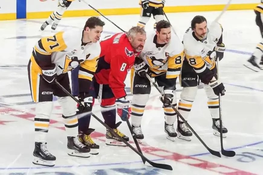 Alex Ovechkin Captures Iconic Photo with Penguins Stars Crosby, Malkin, Letang