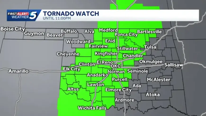 Tornado Watch Issued for Oklahoma, Including OKC Metro, Amid Storm Risk