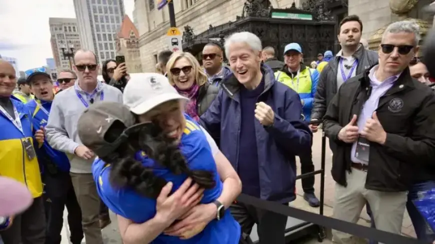 Chelsea Clinton Celebrates with Parents After Completing Boston Marathon